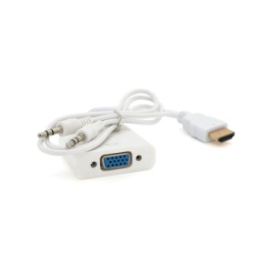 Переходник HDMI M to VGA F + Audio 0.1m 4K/2K white Voltronic (YT-C-HDMI(M)/VGA(F)+AUX-W)