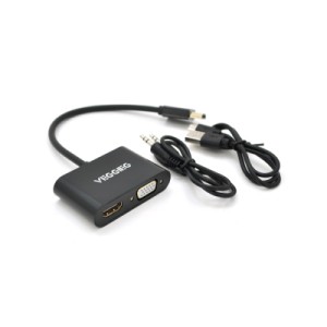 Переходник HDMI M to VGA F + HDMI F 0.25m black VEGGIEG (YT-C-H-V500)