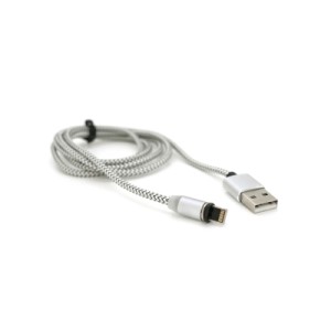Дата кабель USB 2.0 to Lightning 1.0m 2A magnetic nylon silver Ninja (YT-NAMC-L/S/13109)