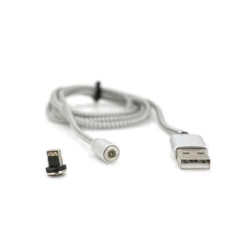 Дата кабель USB 2.0 to Lightning 1.0m 2A magnetic nylon silver Ninja (YT-NAMC-L/S/13109)