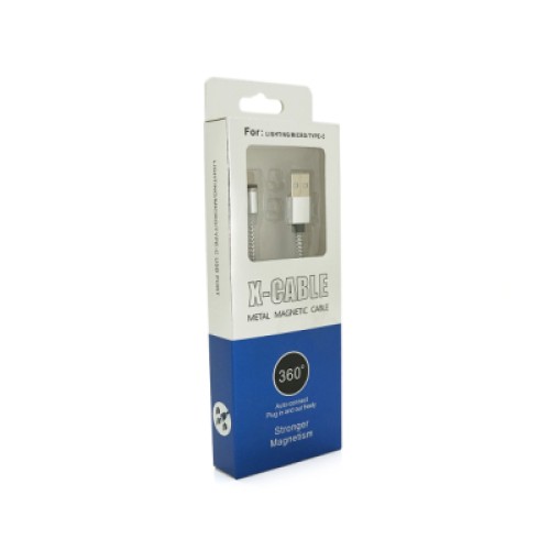 Дата кабель USB 2.0 to Lightning 1.0m 2A magnetic nylon silver Pipo (18168)
