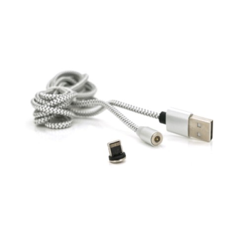 Дата кабель USB 2.0 to Lightning 2.0m 2A magnetic nylon silver Pipo (18169)