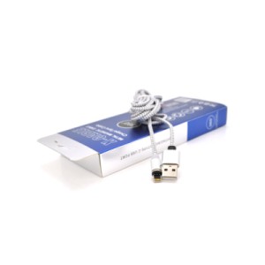 Дата кабель USB 2.0 to Lightning 2.0m 2A magnetic nylon silver Pipo (18169)