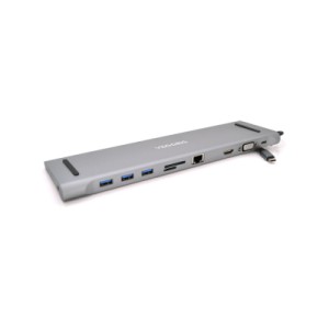 Концентратор VEGGIEG USB-C 8-in-1 USB-C + 3xUSB 3.0 + HDMI + VGA + 3.5mm + SD/TF + RJ45 0.1m silver (TC10)