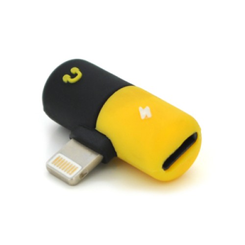 Переходник Lightning M to 2xLightning F black-yellow Voltronic (YT-SL/2L)