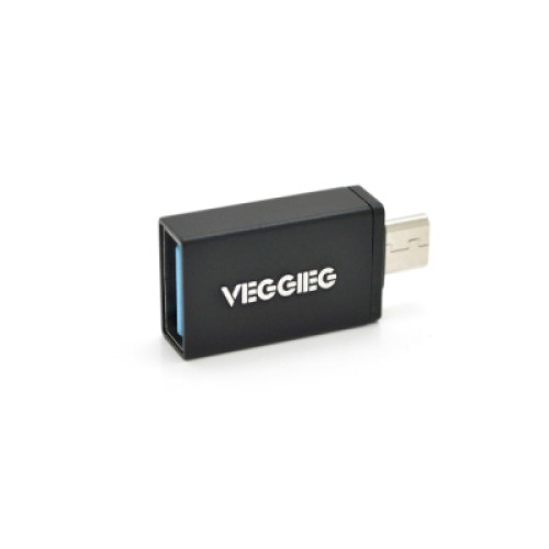 Переходник USB 2.0 AF to Micro 5P M OTG black VEGGIEG (V-OT01)