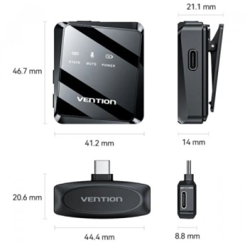 Микрофон Vention USB-C 2-Pack Wireless Lavalier Black (NCBB0)