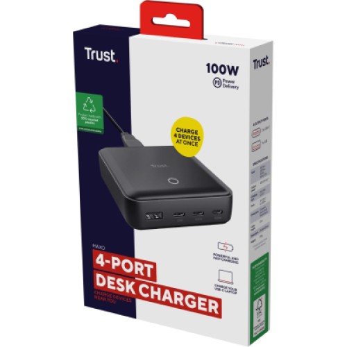 Зарядное устройство Trust 3xUSB-C + USB-A 100W PD black (25242_TRUST)