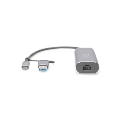 Переходник USB-C + USB 3.0 to RJ45 2500Mbps Ethernet Digitus (DN-3028)
