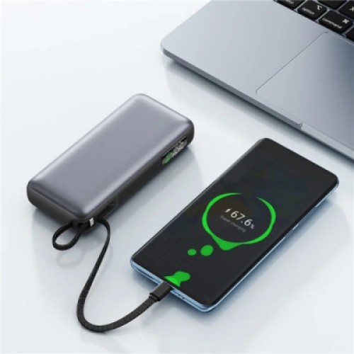 Батарея универсальная Acefast 20000mAh 130W PD, QC/3.0 USB-A+USB-C In/Out,build-in cable M22 Gray (6974316283904)