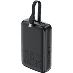 Батарея универсальная Acefast 20000mAh 22,5W PD, QC/3.0 USB-A+USB-C In/Out,build-in cable M14 Black (6974316283966)