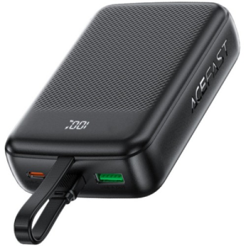 Батарея универсальная Acefast 20000mAh 22,5W PD, QC/3.0 USB-A+USB-C In/Out,build-in cable M14 Black (6974316283966)
