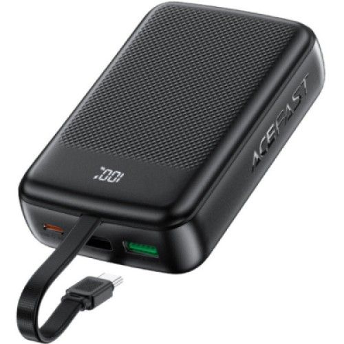 Батарея универсальная Acefast 20000mAh 22,5W PD, QC/3.0 USB-A+USB-C In/Out,build-in cable M14 Black (6974316283966)