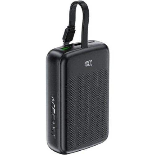 Батарея универсальная Acefast 20000mAh 22,5W PD, QC/3.0 USB-A+USB-C In/Out,build-in cable M14 Black (6974316283966)