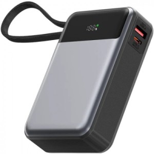 Батарея универсальная Acefast 20000mAh 65W PD, QC/3.0 USB-A+USB-C In/Out,build-in cable M21 Black-Gray (6974316283898)
