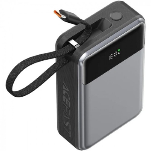 Батарея универсальная Acefast 20000mAh 65W PD, QC/3.0 USB-A+USB-C In/Out,build-in cable M21 Black-Gray (6974316283898)