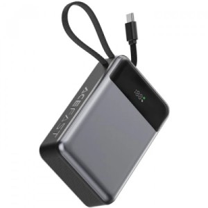 Батарея универсальная Acefast 20000mAh 65W PD, QC/3.0 USB-A+USB-C In/Out,build-in cable M21 Black-Gray (6974316283898)