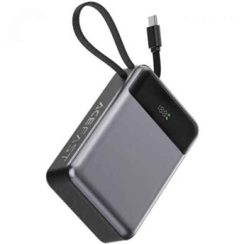 Батарея универсальная Acefast 20000mAh 65W PD, QC/3.0 USB-A+USB-C In/Out,build-in cable M21 Black-Gray (6974316283898)