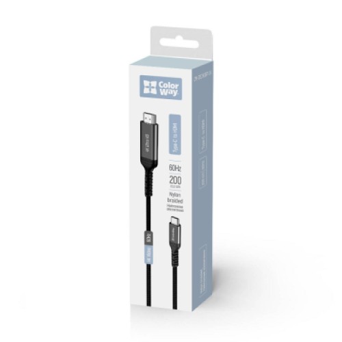 Кабель мультимедийный USB-C to HDMI M 2.0m 4K60Hz black ColorWay (CW-CBCHD077-BK)