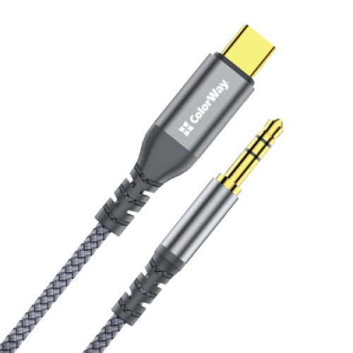 Кабель мультимедийный USB-C to 3.5mm M 1.2m gray ColorWay (CW-CBPDJ071-G)