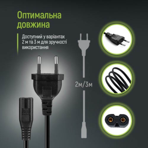 Кабель питания C7 2m black ColorWay (CW-CBP085-BK)