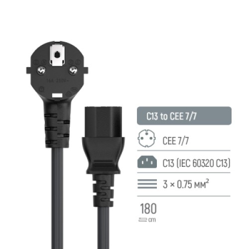 Кабель питания C13 1.8m black ColorWay (CW-CBP082-BK)