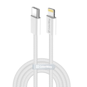 Дата кабель USB-C to Lightning 2.0m PD 27W braided gray ColorWay (CW-CBPDCL068-GR)