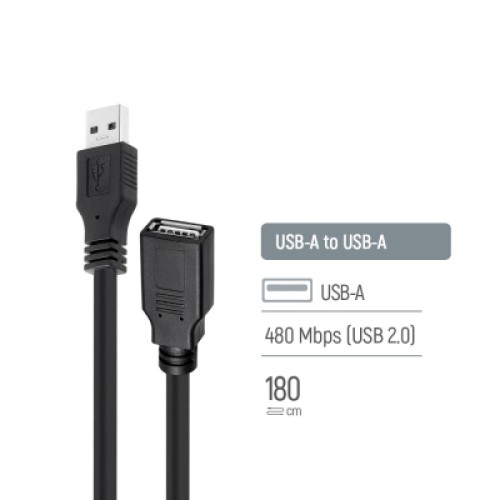 Дата кабель USB 2.0 AM/AF 1.8m black ColorWay (CW-CBUF076-BK)
