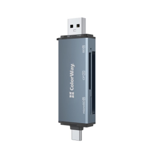 Считыватель флеш-карт ColorWay USB 2.0/USB-C to CF/SD/MicroSD (CW-CR-01)