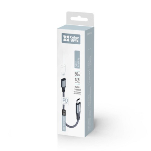 Переходник USB-C M to Lightning F 0.17m gray ColorWay (CW-AD-CL)
