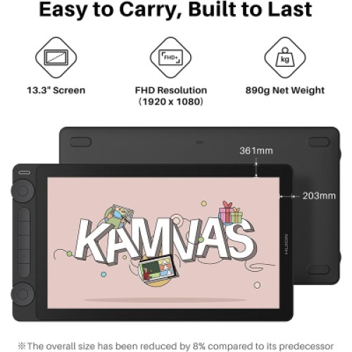 Графический планшет Huion Kamvas 13 Gen 3 Black + рукавичка (GS1333)
