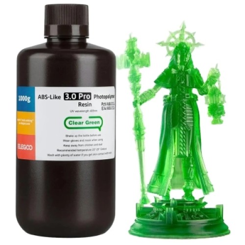 Фотополимерная смола ELEGOO Resin, ABS-like 3.0 pro 1кг, transparent green (50.103.0254)