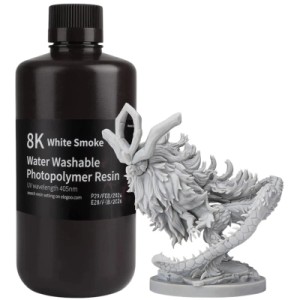 Фотополімерна смола ELEGOO Resin, Water Washable 8K, 1кг, white smoky (50.103.0140)
