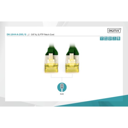 Патч-корд 20м, CAT 6a S-FTP, AWG 26/7, Cu, LSZH, green Digitus (DK-1644-A-200/G) Патч-корд 20м, CAT 6a S-FTP, AWG 26/7, Cu, LSZH, green Digitus (DK-1644-A-200/G)