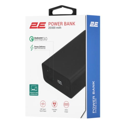 Батарея универсальная 2E 20000mAh, PD/65W, QC (2E-PB2014PD-BLACK) Батарея универсальная 2E 20000mAh, PD/65W, QC (2E-PB2014PD-BLACK)