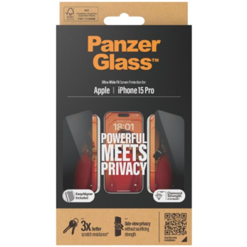 Стекло защитное PANZERGLASS Privacy iPhone 15 Pro (PG_P2810) Стекло защитное PANZERGLASS Privacy iPhone 15 Pro (PG_P2810)