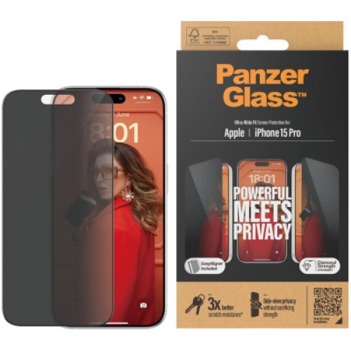 Стекло защитное PANZERGLASS Privacy iPhone 15 Pro (PG_P2810) Стекло защитное PANZERGLASS Privacy iPhone 15 Pro (PG_P2810)