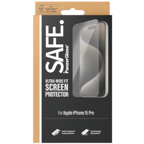 Стекло защитное PANZERGLASS iPhone 15 Pro (PG_SAFE95535)