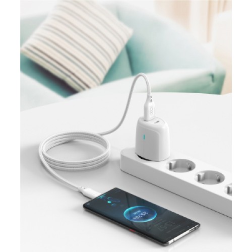Дата кабель USB 2.0 AM to USB-C 1.0m braided white XO (NB235_C_White)