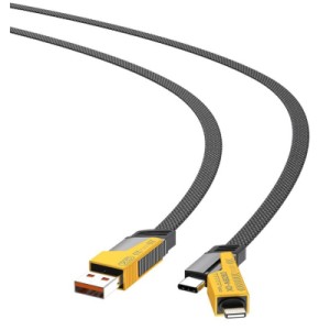Дата кабель USB 2.0 AM to USB-C + USB 2.0 AM to Lightning 1.0m 60W black XO (NB283_4-in-1_Black)