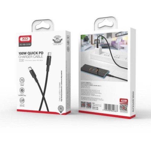 Дата кабель USB-C to USB-C 1.0m 100W braided black XO (NBQ199_С_Black)