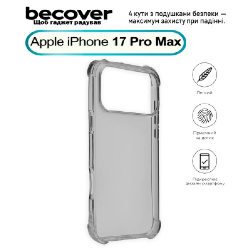 Чехол для мобильного телефона BeCover Anti-Shock Apple iPhone 17 Pro Max Grey (713800) Чехол для мобильного телефона BeCover Anti-Shock Apple iPhone 17 Pro Max Grey (713800)