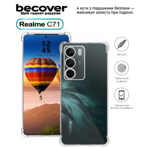 Чехол для мобильного телефона BeCover Anti-Shock Realme C71 Clear (713810) Чехол для мобильного телефона BeCover Anti-Shock Realme C71 Clear (713810)