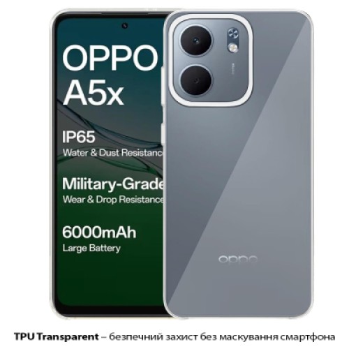 Чехол для мобильного телефона BeCover Silicone Oppo A5x 4G/5G Transparent (713789)