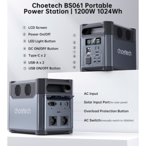 Зарядная станция Choetech BS0061 1200W 1024Wh (BS061) Зарядная станция Choetech BS0061 1200W 1024Wh (BS061)