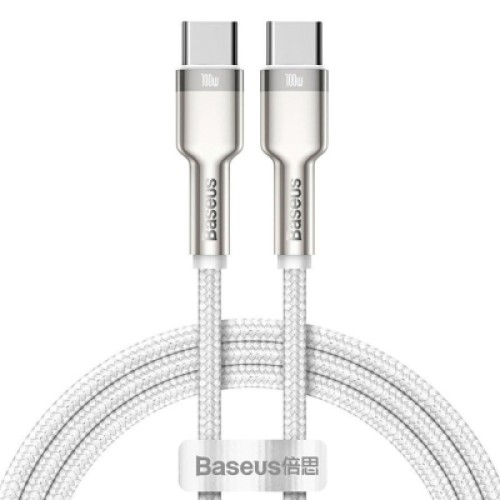 Дата кабель USB-C to USB-C 1.0m 100W metal white Baseus (CATJK-C02) Дата кабель USB-C to USB-C 1.0m 100W metal white Baseus (CATJK-C02)