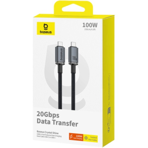 Дата кабель USB-C to USB-C 1.5m 100W USB3.2 20Gb black Baseus (P10318204111-00)
