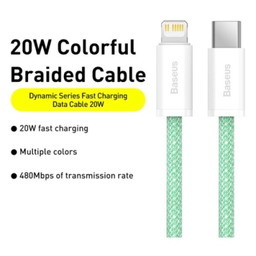 Дата кабель USB-C to Lightning 2.0m 20W green Baseus (CALD000106) Дата кабель USB-C to Lightning 2.0m 20W green Baseus (CALD000106)