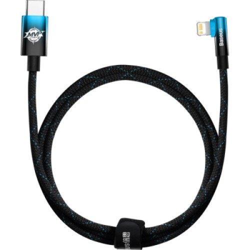 Дата кабель USB-C to Lightning 1.0m 20W 90° corner black/blue Baseus (CAVP000221) Дата кабель USB-C to Lightning 1.0m 20W 90° corner black/blue Baseus (CAVP000221)