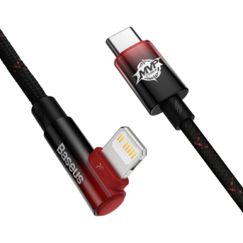 Дата кабель USB-C to Lightning 1.0m 20W 90° corner black/red Baseus (CAVP000220) Дата кабель USB-C to Lightning 1.0m 20W 90° corner black/red Baseus (CAVP000220)